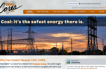 A screenshot of CoalCares.org